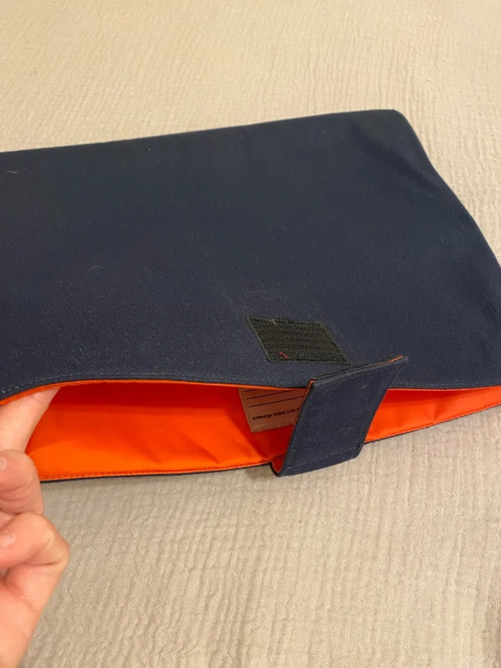 Jack Spade Navy & Bright Orange Laptop pouch / case.